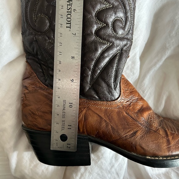Vintage Brown & Tan Leather Cowboy Boots - Picture 10 of 10